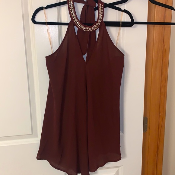 V-neck blouce rine stones with open back - Picture 1 of 2